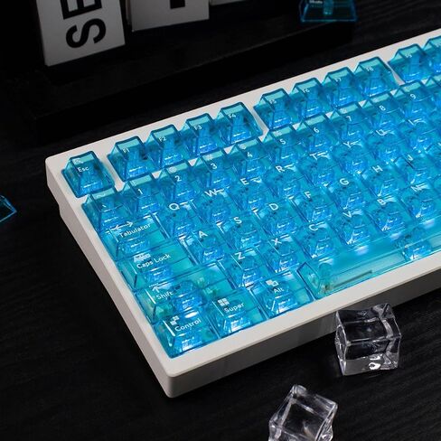 mintcaps Crystal Clear Keyboard Keycaps Transparent PC Cherry Profile Red Keycap Set 114 Keys Shine Through Key Cap for Cherry Gateron Mx Switches Mechanical Keyboard in Saudi Arabia