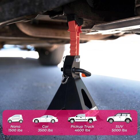 Jack Stands 3.0 Ton (6,000 lbs) Capacity Car Jack Stands Adjustable Height, for Lifting SUV, Pickup Truck, Car and UTV/ATV, 1 Pair in Saudi Arabia