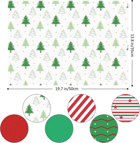 120 Sheets Christmas Tissue Paper for Gift Bags, Red Green and White Tissue Paper Bulk Assorted Design Gift Wrapping Paper, Xmas Tissue Paper for Crafts Holiday Decor in Saudi Arabia