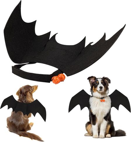 Halloween Dog Bat Wings, Cute Dog Costume Bat Wings Halloween Dog Collar Bat Wings with Pumpkin Bell Bat Costume for Cats Dogs Party Decoration Dress Up Funny Cosplay Costumes (M) in Saudi Arabia
