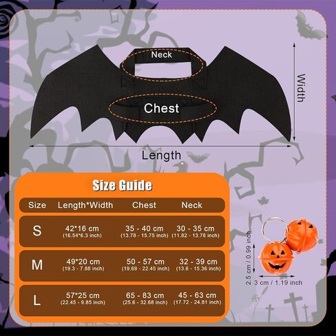 Halloween Dog Bat Wings, Cute Dog Costume Bat Wings Halloween Dog Collar Bat Wings with Pumpkin Bell Bat Costume for Cats Dogs Party Decoration Dress Up Funny Cosplay Costumes (M) in Saudi Arabia