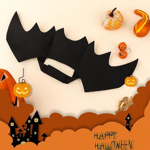 Halloween Dog Bat Wings, Cute Dog Costume Bat Wings Halloween Dog Collar Bat Wings with Pumpkin Bell Bat Costume for Cats Dogs Party Decoration Dress Up Funny Cosplay Costumes (M) in Saudi Arabia