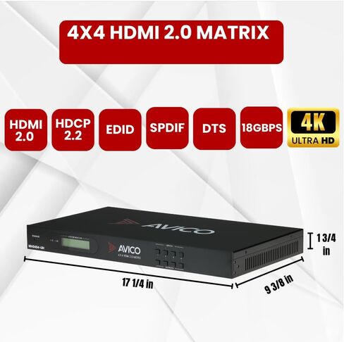Avico 4x4 HDMI 2.0 4K 1080P مصفوفة التبديل | الفاصل | إيد | SPDIF مستخرج الصوت in Saudi Arabia