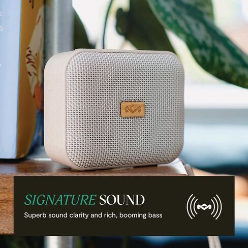 House of Marley Jammin' Portable Bluetooth Speaker, IPX5 Splashproof, 6-Hour Playtime, TWS Pair Mode, Eco-Friendly Design with Recycled Materials, Includes Lanyard, Compact Size (Cream) in Kuwait