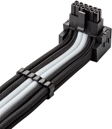 كابل CableMod RT-Series Pro ModMesh بأكمام 12VHPWR 90° StealthSense Direct PCI-e لـ ASUS/Seasonic/Phanteks - البديل B (أسود + أبيض، 16 دبوسًا إلى 16 دبوسًا، 600 مم) in Kuwait