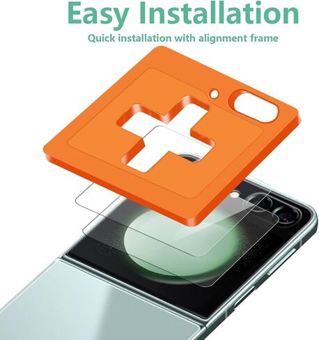[6 في 1] واقي شاشة Samsung Galaxy Z Flip 5 [عبوة من قطعتين من طبقة داخلية مرنة للشاشة + واقي شاشة من الزجاج المقوى الخلفي + واقي عدسة الكاميرا] مع إطار التثبيت in Saudi Arabia