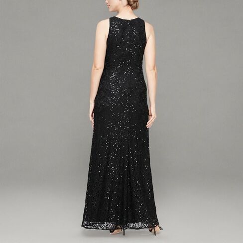 فستان Alex Evenings النسائي بدون أكمام طويل لأم العروس مع كشكشة متتالية وفتحة أمامية، (مقاسات صغيرة وعادية) in Kuwait