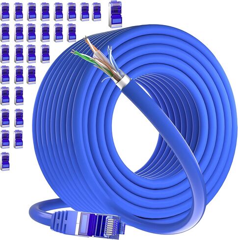 كابل إيثرنت Cat 6 (50 قدم)، كابل إيثرنت محمي FTP، كابل الإنترنت، كابل الشبكة، كابل LAN، مع موصل RJ45 لجهاز التوجيه، حديث، الكمبيوتر الشخصي، الكمبيوتر المحمول، التلفزيون، صندوق التبديل، الطابعة، PS3/4/5، الألعاب in Saudi Arabia