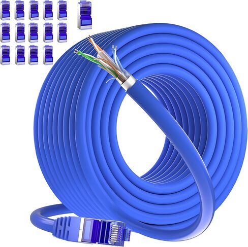 كابل إيثرنت Cat 6 (50 قدم)، كابل إيثرنت محمي FTP، كابل الإنترنت، كابل الشبكة، كابل LAN، مع موصل RJ45 لجهاز التوجيه، حديث، الكمبيوتر الشخصي، الكمبيوتر المحمول، التلفزيون، صندوق التبديل، الطابعة، PS3/4/5، الألعاب in Saudi Arabia