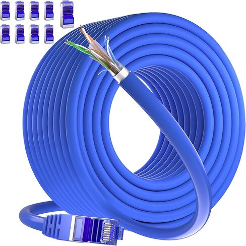 كابل إيثرنت Cat 6 (50 قدم)، كابل إيثرنت محمي FTP، كابل الإنترنت، كابل الشبكة، كابل LAN، مع موصل RJ45 لجهاز التوجيه، حديث، الكمبيوتر الشخصي، الكمبيوتر المحمول، التلفزيون، صندوق التبديل، الطابعة، PS3/4/5، الألعاب in Saudi Arabia