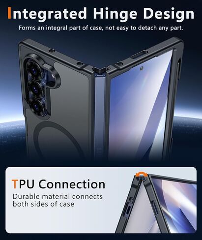 FNTCASE for Samsung Galaxy Z-Fold-6 Case: Strong Magnetic Military Grade Drop Protection Phone Cases with S Pen Holder Slot Matte Slim Built-in Screen Protector Cover Rugged Shockproof TPU (Black) in Saudi Arabia