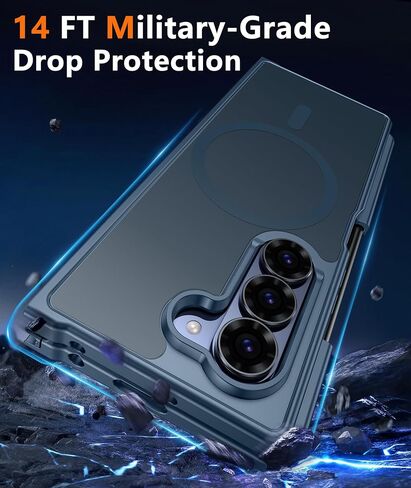 FNTCASE for Samsung Galaxy Z-Fold-6 Case: Strong Magnetic Military Grade Drop Protection Phone Cases with S Pen Holder Slot Matte Slim Built-in Screen Protector Cover Rugged Shockproof TPU (Black) in Saudi Arabia