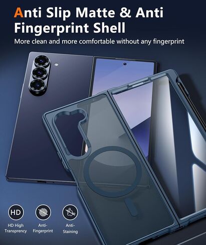 FNTCASE for Samsung Galaxy Z-Fold-6 Case: Strong Magnetic Military Grade Drop Protection Phone Cases with S Pen Holder Slot Matte Slim Built-in Screen Protector Cover Rugged Shockproof TPU (Black) in Saudi Arabia