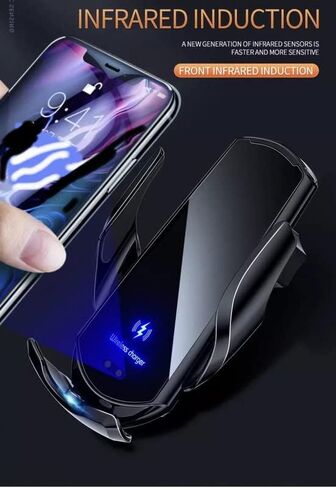 HITech Pro Upgraded Smart 15W Qi Fast Car Wireless Charger Holder AirVent Mount, with Magnetic Connectors, Compatible with All Wireless Charging Mobile iPhone Samsung … Silver+ in Saudi Arabia