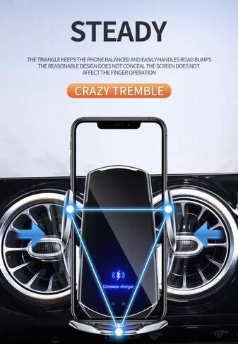 HITech Pro Upgraded Smart 15W Qi Fast Car Wireless Charger Holder AirVent Mount, with Magnetic Connectors, Compatible with All Wireless Charging Mobile iPhone Samsung … Silver+ in Saudi Arabia