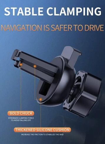 HITech Pro Upgraded Smart 15W Qi Fast Car Wireless Charger Holder AirVent Mount, with Magnetic Connectors, Compatible with All Wireless Charging Mobile iPhone Samsung … Silver+ in Saudi Arabia