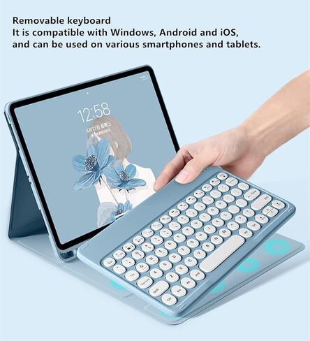 Galaxy Tab S9 11 inch 2023 SM-X710/X716B/X718U keyboard case with mouse Magnetic Detachable Bluetooth keyboard with S Pen holder Slim folio leather case (Tab S9(2023), Mint Green) in Saudi Arabia