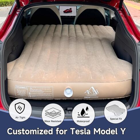 Snowy Dunes Perfect Slope Tesla Model Y Air Mattress: Upgraded True Flat 3D Fit Customization, with 12V/110V Air Pump, Camping Nap Sleeping in Saudi Arabia