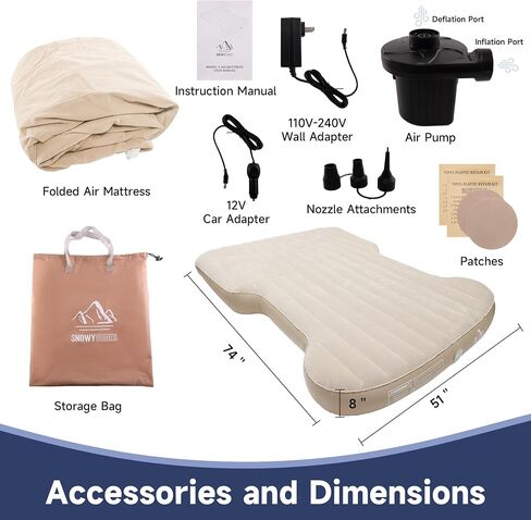 Snowy Dunes Perfect Slope Tesla Model Y Air Mattress: Upgraded True Flat 3D Fit Customization, with 12V/110V Air Pump, Camping Nap Sleeping in Saudi Arabia