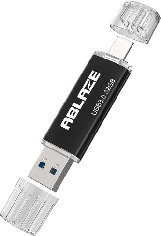 ABLAZE 32GB Type C Flash Drive, Dual USB 3.0+USB C Memory Stick Thumb Drive for iPhone 15, Android Smartphone, Computers, Tablets, Mac,iPad,PC (Black) in Saudi Arabia