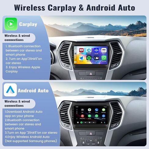 SIXWIN 4G+64G Android 13 Car Stereo for Hyundai Santa Fe IX45 2013-2017 9 Inch Touch Screen with CarPlay Android Auto Mirror Link UI Bluetooth FM GPS Navigation WiFi FM SWC Shot Cut Backup Camera MIC in Saudi Arabia