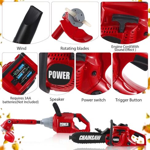 2 Pcs Toy Leaf Blower Lawn Trimmer Toy Battery Powered Gardening Tool Set with Lights and Sounds Gardening Equipment Toy Set Construction Toy Tool for Christmas in Kuwait