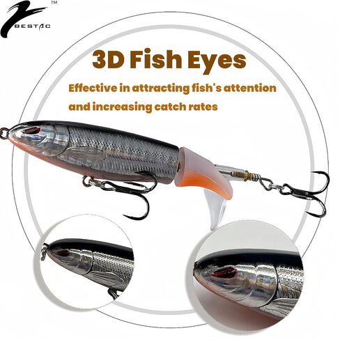 Bestac Topwater Fishing Lures Set Popper Lures for Bass Catfish Pike Perch Bass Lures with Floating Rotating Tail Artificial Hard Bait Multiple Colors in Saudi Arabia