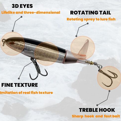 Bestac Topwater Fishing Lures Set Popper Lures for Bass Catfish Pike Perch Bass Lures with Floating Rotating Tail Artificial Hard Bait Multiple Colors in Saudi Arabia