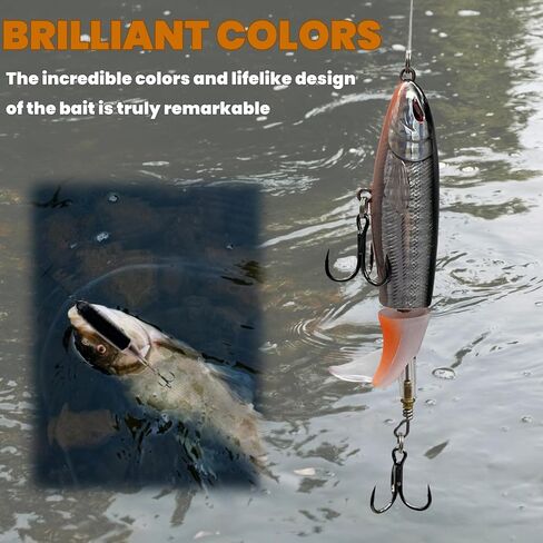 Bestac Topwater Fishing Lures Set Popper Lures for Bass Catfish Pike Perch Bass Lures with Floating Rotating Tail Artificial Hard Bait Multiple Colors in Saudi Arabia