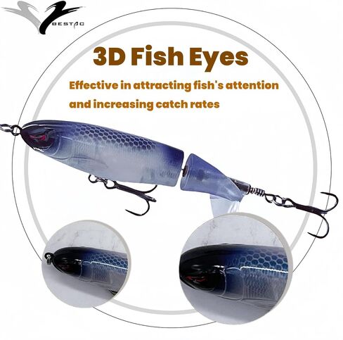 Bestac Topwater Fishing Lures Set Popper Lures for Bass Catfish Pike Perch Bass Lures with Floating Rotating Tail Artificial Hard Bait Multiple Colors in Saudi Arabia