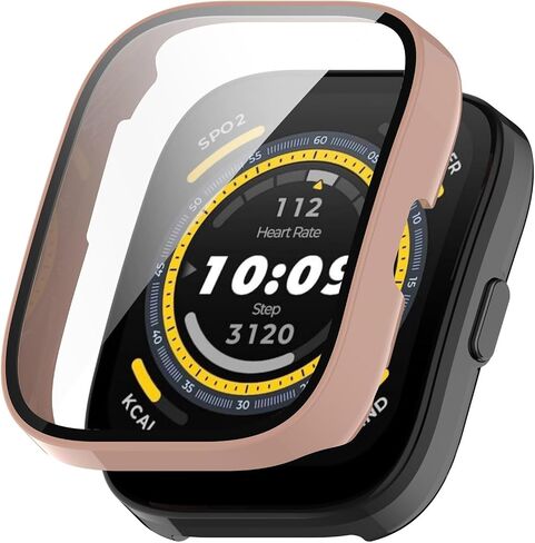 مخصص لحافظة Amazfit Bip 5، غطاء كامل من الزجاج المقسى وغطاء ممتص للصدمات من البولي كربونات الصلب لحافظة ساعة Amazfit Bip 5 (أسود وشفاف) in Kuwait