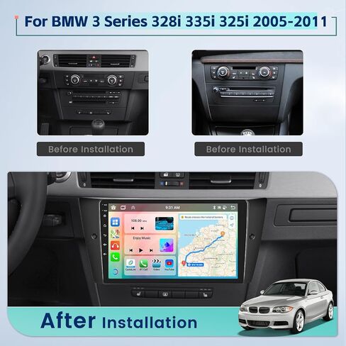 8 Core 4+64G Inefala Android Car Radio Stereo for BMW 3 Series 328i 335i 325i 2005-2011، شاشة لمس 9 بوصة نظام ملاحة GPS WiFi BT5.0 59UI EQ DSP + كاميرا احتياطية AHD in Saudi Arabia