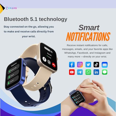 ساعة ذكية بلوتوث أنيقة للنساء والرجال مع مكالمات صوتية ومراقبة صحية لأجهزة Apple iOS وAndroid، شاشة 1.9 بوصة IP68 مقاومة للماء، متتبع اللياقة البدنية، مراقب النوم، إشعارات ذكية (ذهبي) in Saudi Arabia
