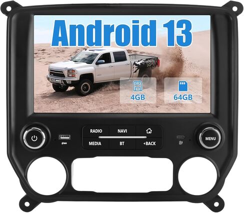 4+64G Car Radio Stereo for Chevy Silverado GMC Sierra 2014-2018 Android 13 Wireless CarPlay Android Auto Bluetooth GPS Navigation in Saudi Arabia