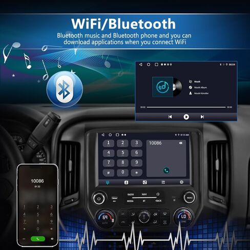 4+64G Car Radio Stereo for Chevy Silverado GMC Sierra 2014-2018 Android 13 Wireless CarPlay Android Auto Bluetooth GPS Navigation in Saudi Arabia