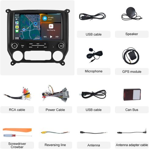 4+64G Car Radio Stereo for Chevy Silverado GMC Sierra 2014-2018 Android 13 Wireless CarPlay Android Auto Bluetooth GPS Navigation in Saudi Arabia