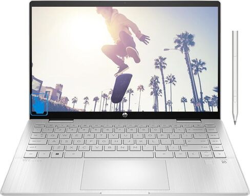 كمبيوتر محمول HP Pavilion x360 School & Business 2 في 1 (Intel i5-1335U 10-Core، ذاكرة الوصول العشوائي 8 جيجابايت، 2 تيرابايت PCIe SSD، Intel Iris Xe، شاشة 14.0 بوصة 60 هرتز تعمل باللمس Full HD (1920x1080)، قلم نشط، Win 11 Pro) مع قاعدة توصيل USB-C in Saudi Arabia
