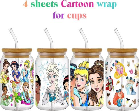 Cute Cartoon UV DTF Wrap Transfer, Kawaii Theme Wraps, Waterproof Decal, Christmas Gift for Kids, Teens, Adults (B) in Saudi Arabia