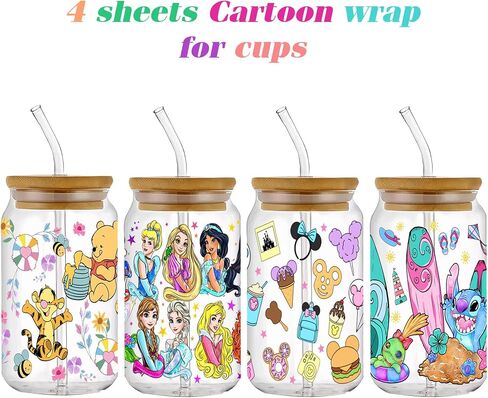 Cute Cartoon UV DTF Wrap Transfer, Kawaii Theme Wraps, Waterproof Decal, Christmas Gift for Kids, Teens, Adults (B) in Saudi Arabia