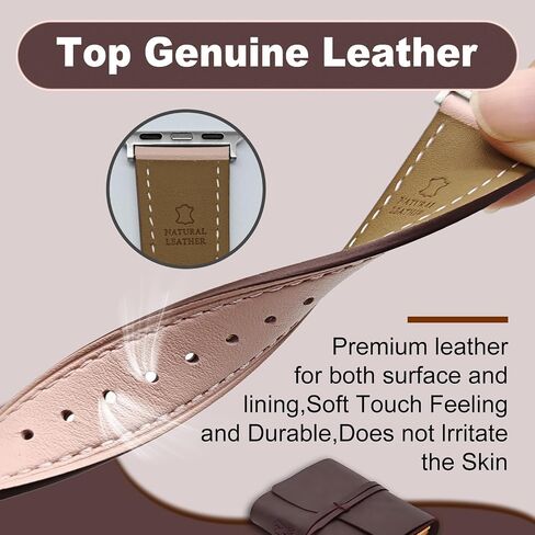 Italy Leather Watch Bands Compatible with Apple Watch Band 49mm 46mm 45mm 44mm 42mm 41mm 40mm 38mm Women Men, Top Grain Genuine Leather Strap for iWatch Series 10 9 8 7 6 SE 5 4 3 2 1 Ultra1 2 in Saudi Arabia