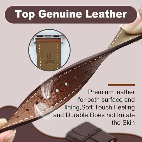 Italy Leather Watch Bands Compatible with Apple Watch Band 49mm 46mm 45mm 44mm 42mm 41mm 40mm 38mm Women Men, Top Grain Genuine Leather Strap for iWatch Series 10 9 8 7 6 SE 5 4 3 2 1 Ultra1 2 in Saudi Arabia