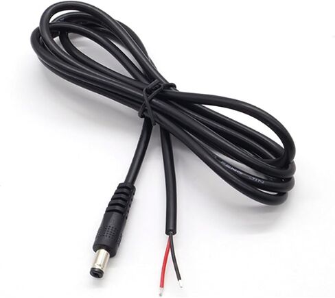Single 1M/3.3FT 22AWG DC Power 5.5mm x 2.5mm Barrel Male Plug Connector Pigtail，3A 5525 DC Cable Extension 2 Pin Open End to Bare Wire DIY Cord for DC Power Supply Cable Repair in Saudi Arabia