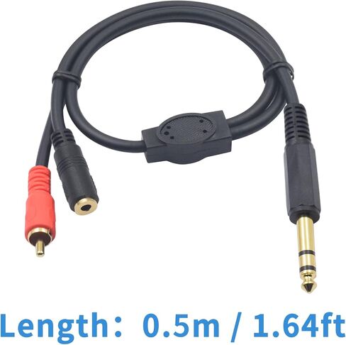 محول Poyiccot 1/4 بوصة إلى 1/8 بوصة، محول 1/4 بوصة إلى RCA، 6.35 مم إلى 3.5 مم قابس أنثى TRS وكابل مقسم توصيل ذكر RCA يدعم قابس الصوت المتعدد لسماعات الرأس والمسرح المنزلي ومكبرات الصوت، 1.5 قدم in Kuwait
