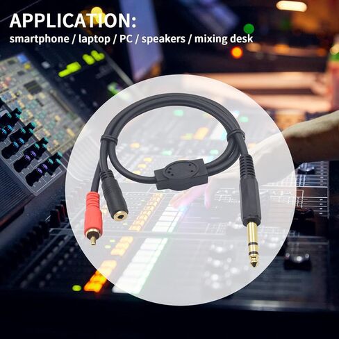 محول Poyiccot 1/4 بوصة إلى 1/8 بوصة، محول 1/4 بوصة إلى RCA، 6.35 مم إلى 3.5 مم قابس أنثى TRS وكابل مقسم توصيل ذكر RCA يدعم قابس الصوت المتعدد لسماعات الرأس والمسرح المنزلي ومكبرات الصوت، 1.5 قدم in Kuwait