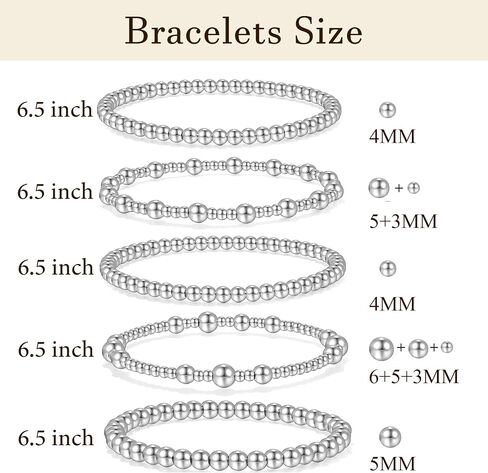 Badu Gold Bracelets for Women no tarnish Gold plated Stackable Beaded Ball Bracelet Stretch Elastic Hypoallergenic Trendy Gold Jewelry for Women（16.5cm） in Kuwait