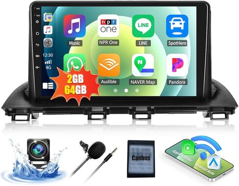 2G + 64G راديو السيارة ستيريو لمازدا 3 2014-2019 مع CarPlay Android Auto 9 بوصة تعمل باللمس راديو Android 13 وحدة رئيسية مع WiFi GPS Navigation Bluetooth FM HD كاميرا احتياطية (عالية الجودة) in Saudi Arabia
