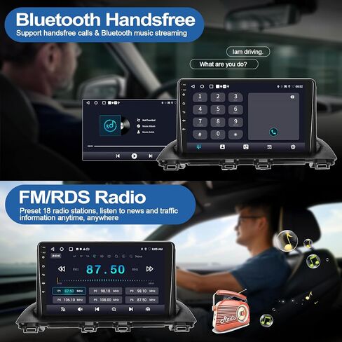 2G + 64G راديو السيارة ستيريو لمازدا 3 2014-2019 مع CarPlay Android Auto 9 بوصة تعمل باللمس راديو Android 13 وحدة رئيسية مع WiFi GPS Navigation Bluetooth FM HD كاميرا احتياطية (عالية الجودة) in Saudi Arabia