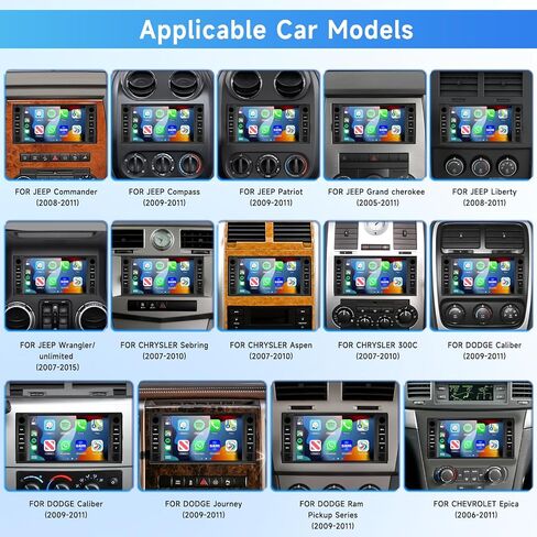Android Car Stereo for Jeep Wrangler Chevrolet Chrysler Dodge with Wireless Carplay/Android Auto, Bluetooth, WiFi, GPS Navi, 7 Inch HD Touch Screen Upgrade with Double USB, SWC Backup Camera in Saudi Arabia