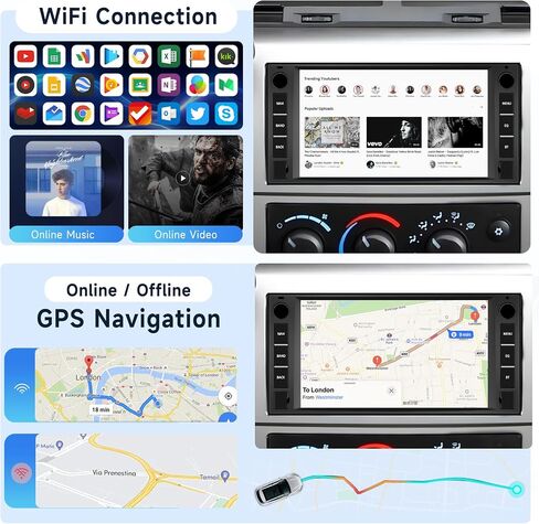 Android Car Stereo for Jeep Wrangler Chevrolet Chrysler Dodge with Wireless Carplay/Android Auto, Bluetooth, WiFi, GPS Navi, 7 Inch HD Touch Screen Upgrade with Double USB, SWC Backup Camera in Saudi Arabia
