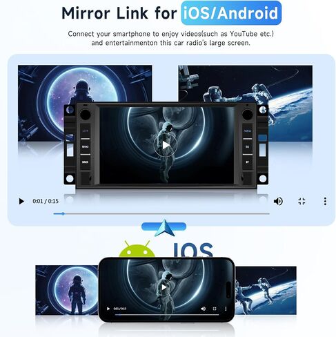 Android Car Stereo for Jeep Wrangler Chevrolet Chrysler Dodge with Wireless Carplay/Android Auto, Bluetooth, WiFi, GPS Navi, 7 Inch HD Touch Screen Upgrade with Double USB, SWC Backup Camera in Saudi Arabia